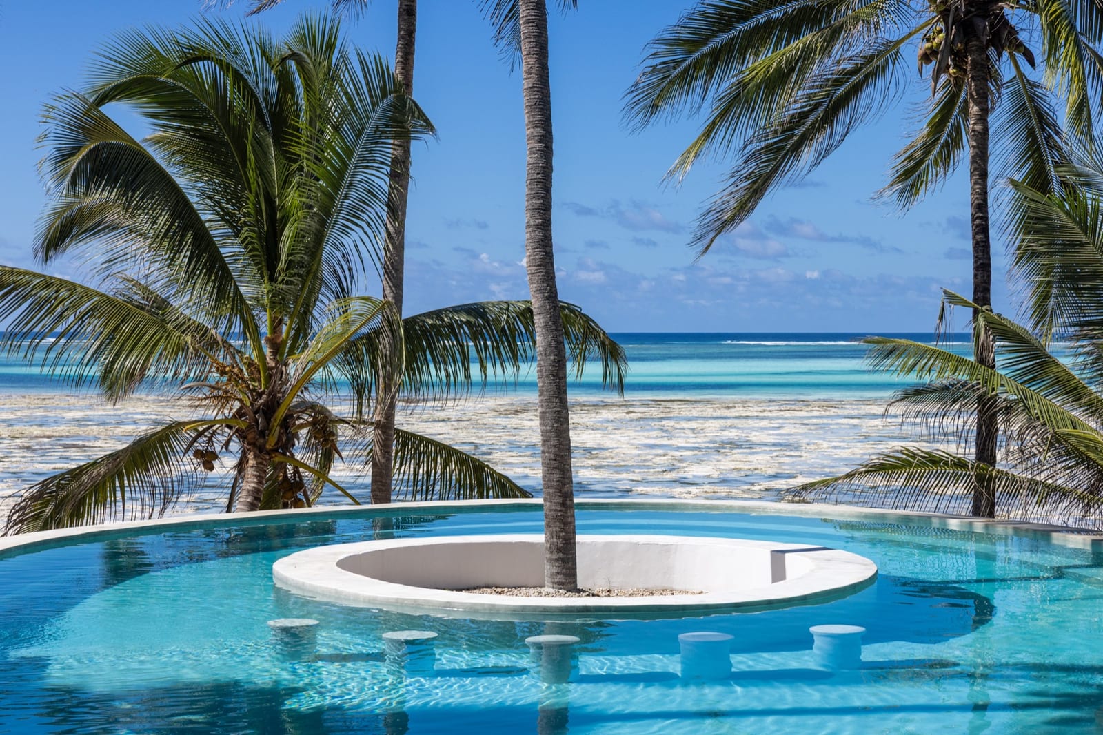 The Asili House pool looking out to the Indian Ocean