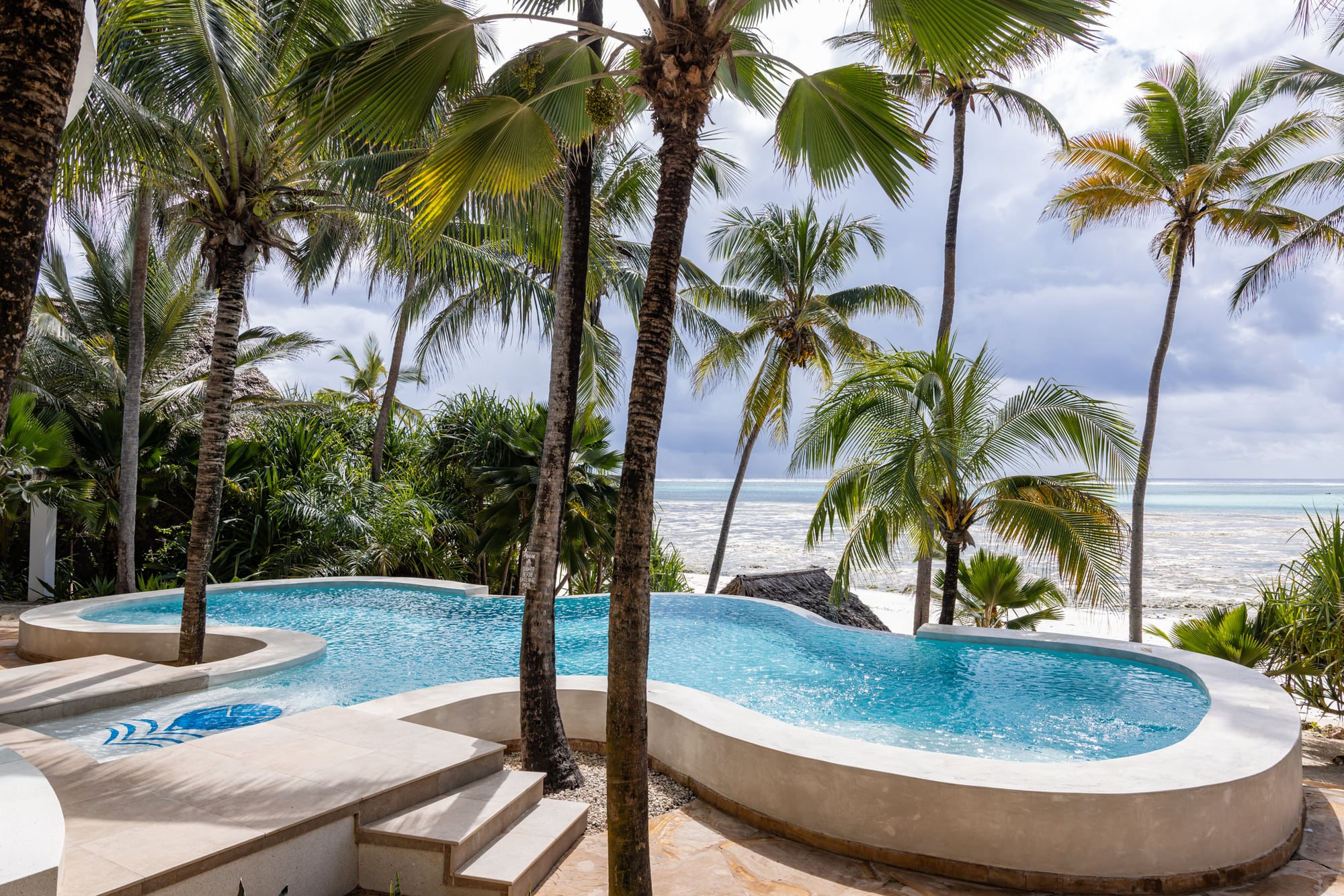 The view from Villa Kidosho across its pool to the ocean.