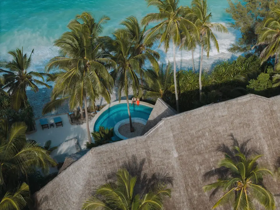 Asili House – Drone View of Pool & Beach Zanzibar