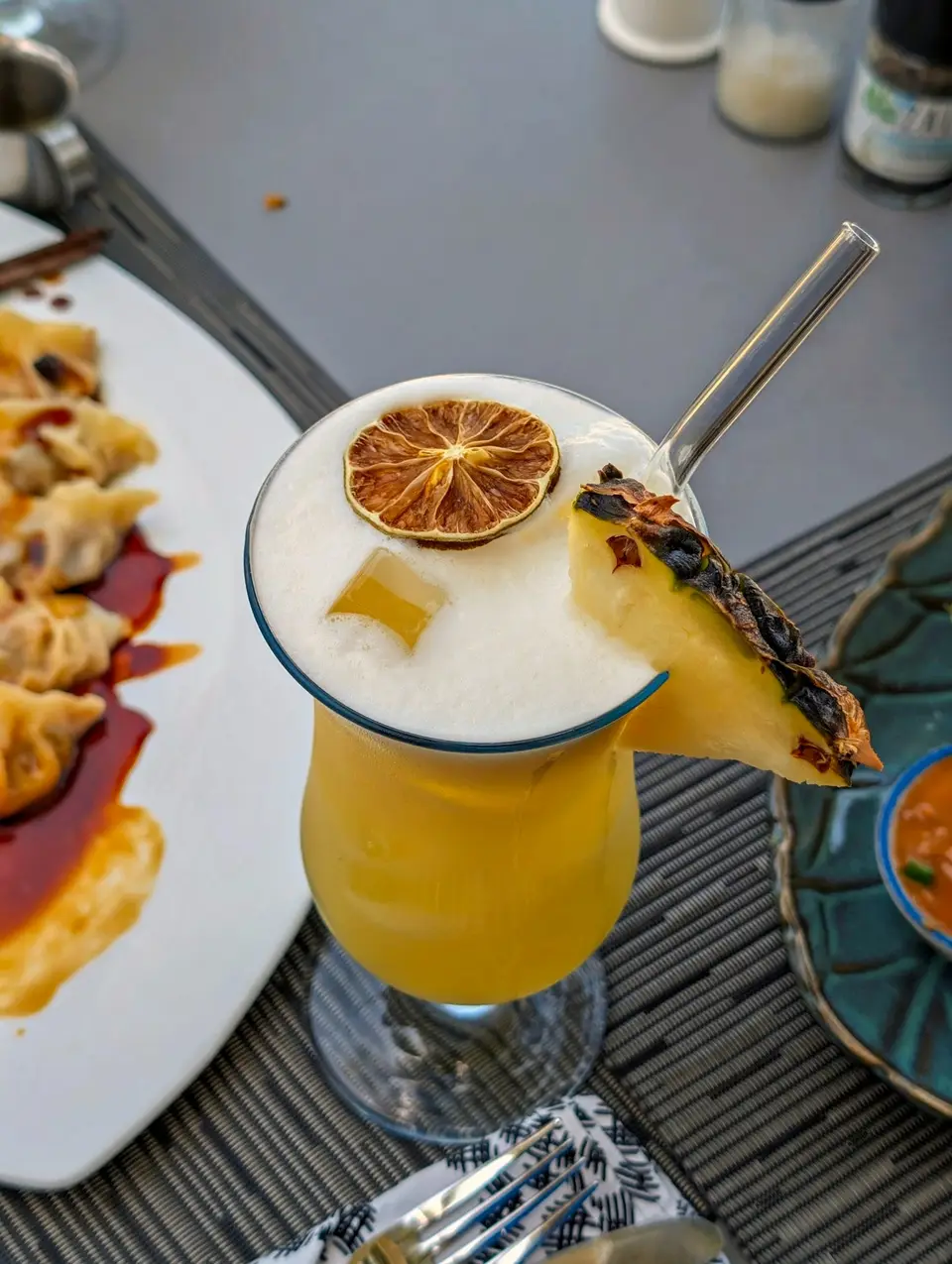 Fresh pineapple juice served at Zatiny Restaurant, Boutique Hotel Matlai Zanzibar.