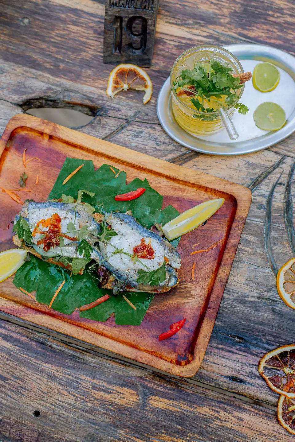 Smoked sardines dish served at Zatiny Restaurant, Boutique Hotel Matlai Zanzibar.
