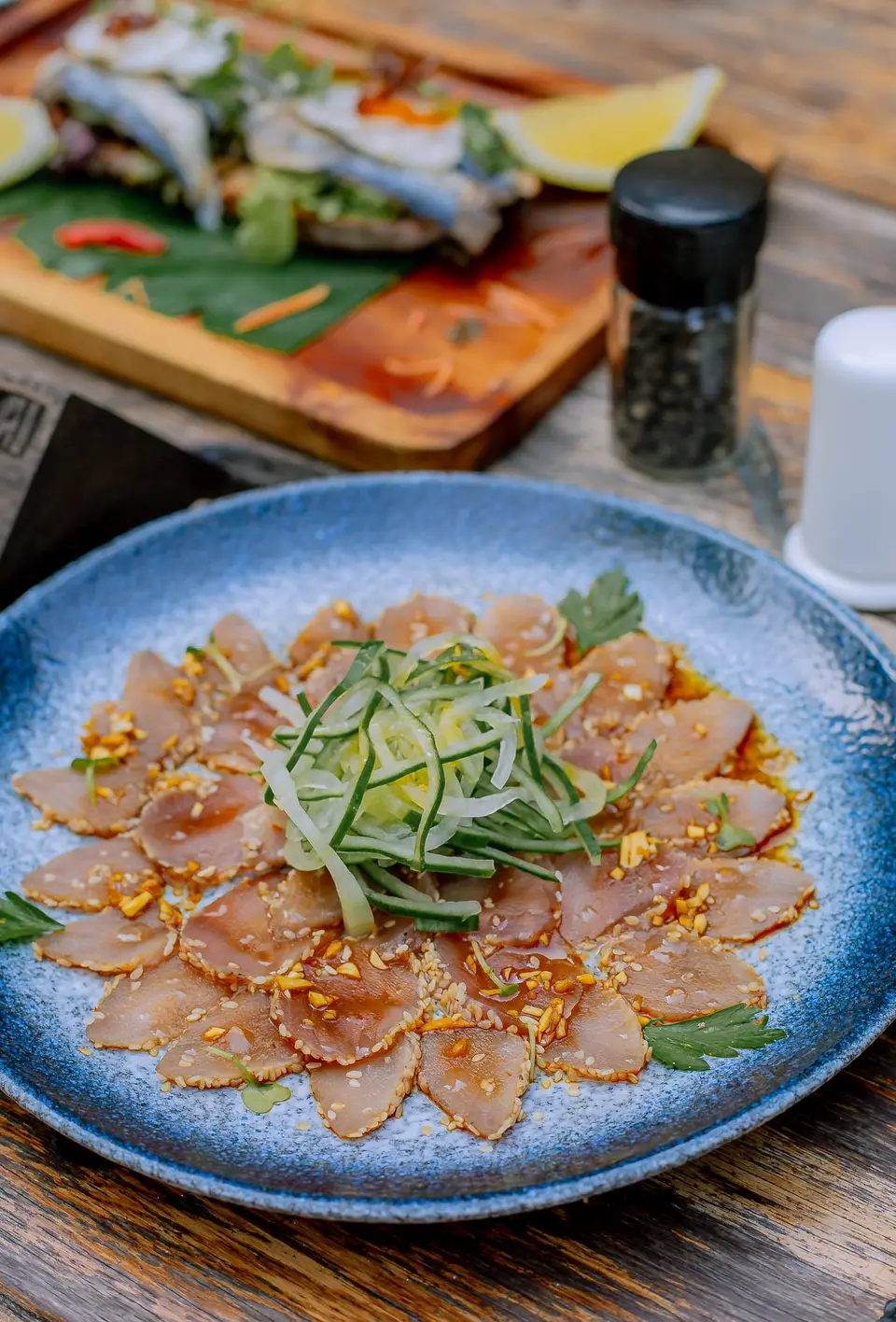 Tuna Tataki Salad served at Zatiny Restaurant, Boutique Hotel Matlai Zanzibar.